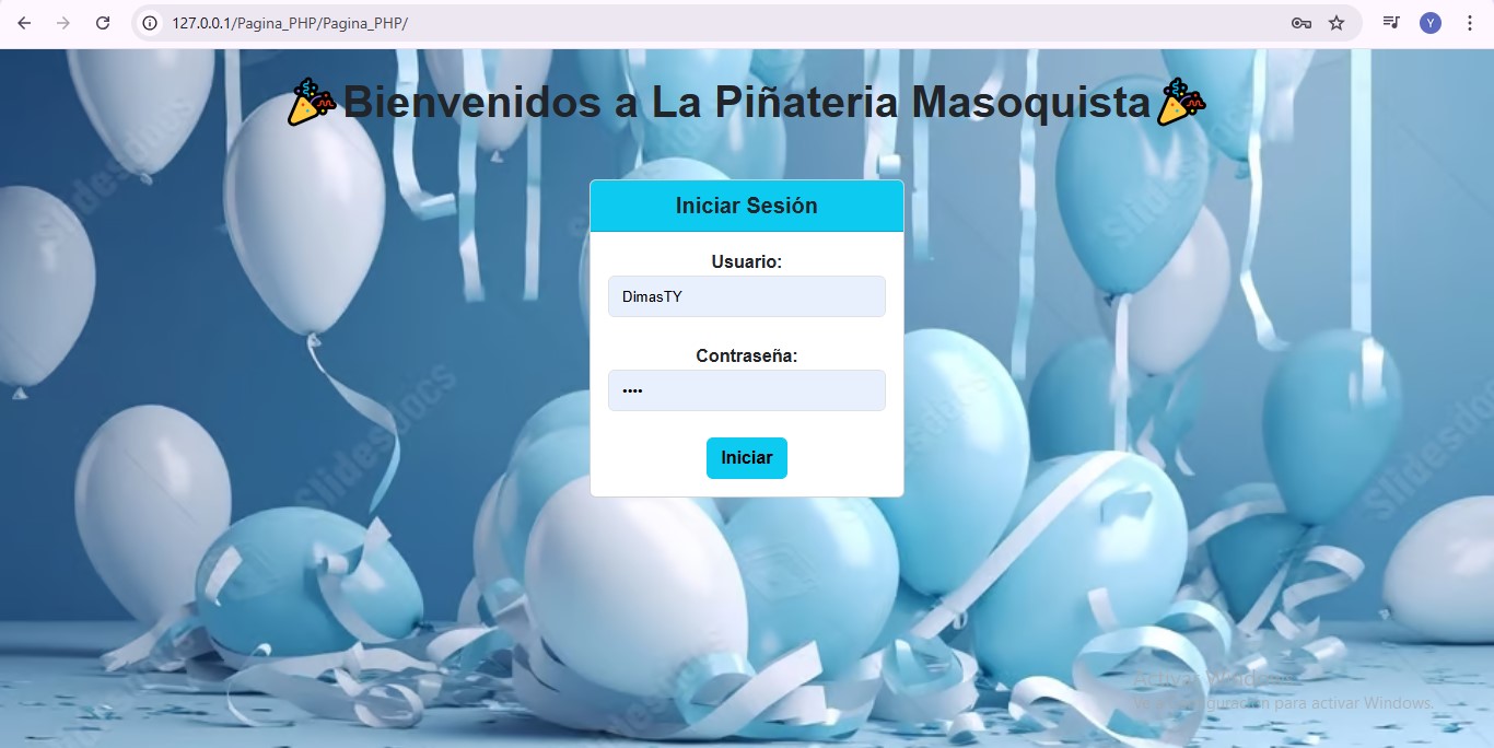 Iniciar seccion de una Piñateria